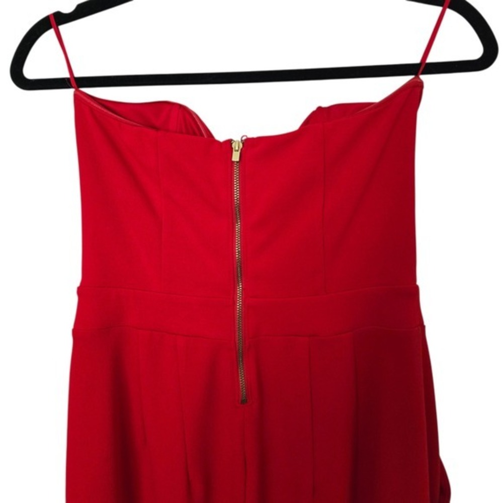Express Jumpsuit Women 6 Red Strapless Sweetheart Neckline Pockets Stretch - Picture 5 of 7